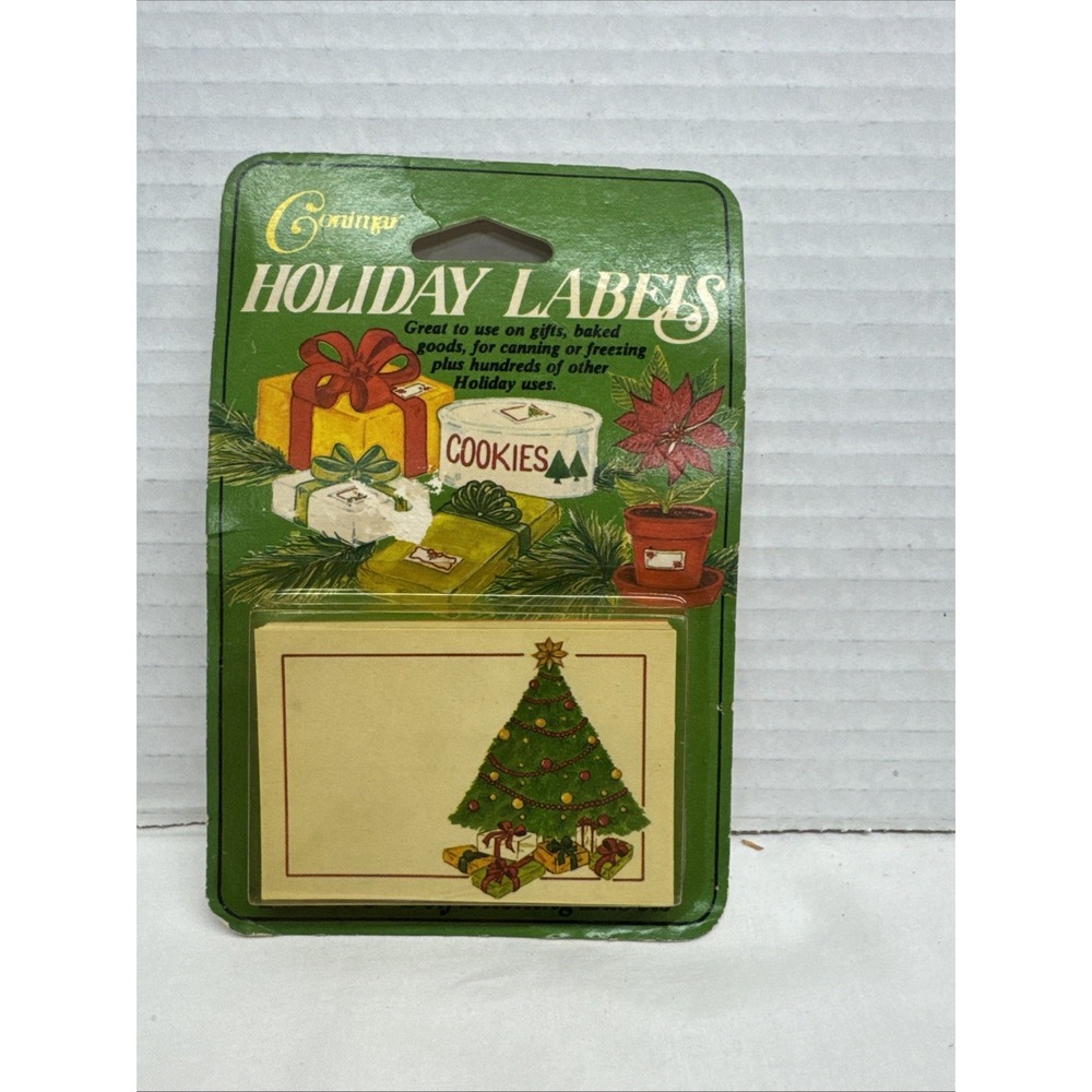 Vintage Conimar Holiday Labels Xmas Tree NOS Self sticking 24 2"x3"